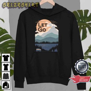 Camping Lover Gift Let's Go Camping Nature Mountain View Graphic Sweatshirt