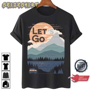Camping Lover Gift Let’s Go Camping Nature Mountain View Graphic Sweatshirt