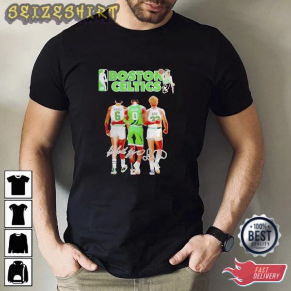 Champion Boston Celtics Bill Russell Jayson Tatum And Larry Bird Signatures Shirt