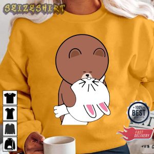 Cute Browny Bear Cony Bunny Rabbit The Kiss Cute Valentine T-Shirt
