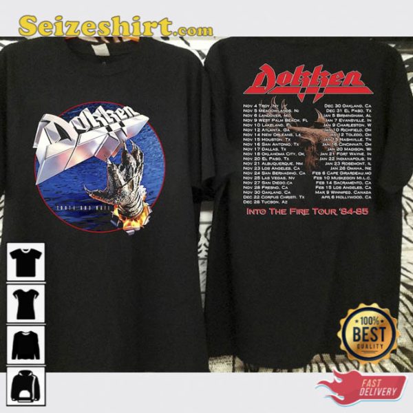 Dokken Tooth and Nail Into The Fire Tour 84 85 T-Shirt Dokken Tour 1984 T-Shirt