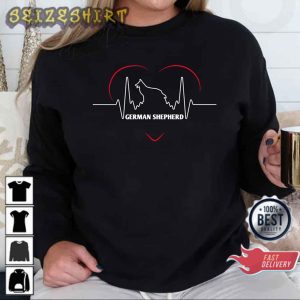 Funny German Shepherd Heartbeat Valentine Gift T-Shirt