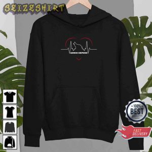 Funny German Shepherd Heartbeat Valentine Gift T-Shirt