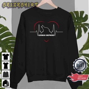 Funny German Shepherd Heartbeat Valentine Gift T-Shirt