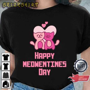 Funny Happy Meowentines Day Pink Cats Valentine Cute Sweatshirt