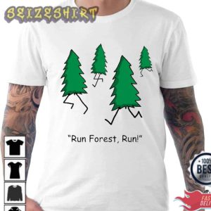 Funny Xmas Gift Christmas Tree Run Forrest Gump Punline T-Shirt