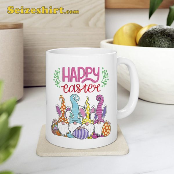 Gnome Rabbit Eggs Hunting Happy Easter Day Funny Mug