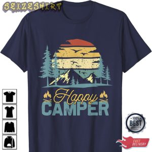 Happy Camper Retro Vintage Funny Matching Camping Crew T-shirt