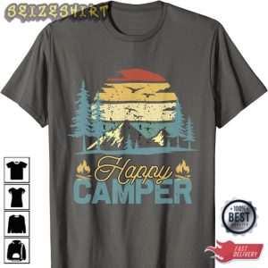Happy Camper Retro Vintage Funny Matching Camping Crew T-shirt