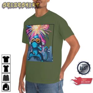 Happy New year Silly Monkey Fireworks Graphic T-Shirt