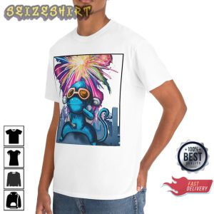 Happy New year Silly Monkey Fireworks Graphic T-Shirt