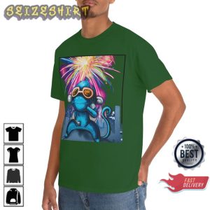 Happy New year Silly Monkey Fireworks Graphic T-Shirt