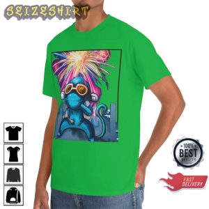 Happy New year Silly Monkey Fireworks Graphic T-Shirt