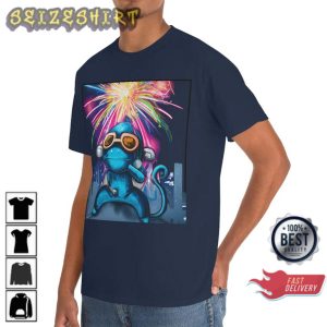 Happy New year Silly Monkey Fireworks Graphic T-Shirt