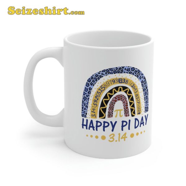 Happy Pi Day Mathematic Math Teacher Gift Leopard Rainbow Mug