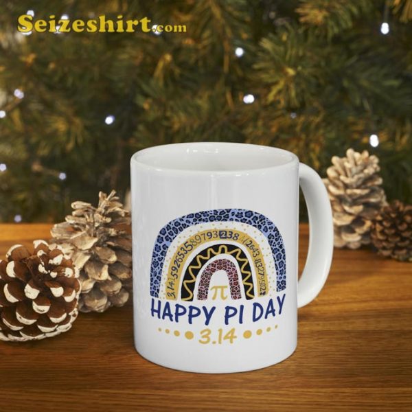 Happy Pi Day Mathematic Math Teacher Gift Leopard Rainbow Mug