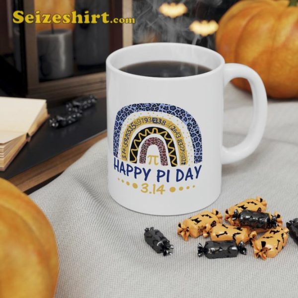 Happy Pi Day Mathematic Math Teacher Gift Leopard Rainbow Mug