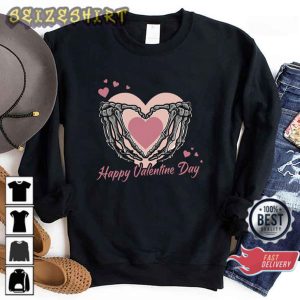 Happy Valentines Day Skeleton Heart Valentine Day Sweatshirt