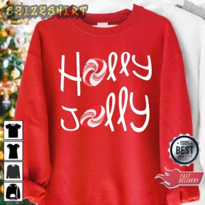 Holly Jolly Candy Cane Merry Xmas Gift Sweatshirt