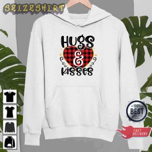 Hug And Kisses Heart Buffalo Pattern Valentine Gift Sweatshirt