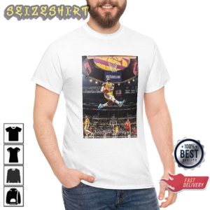 Lebron Basketball Jump NBA in Crowd Lakers T-Shirt Print