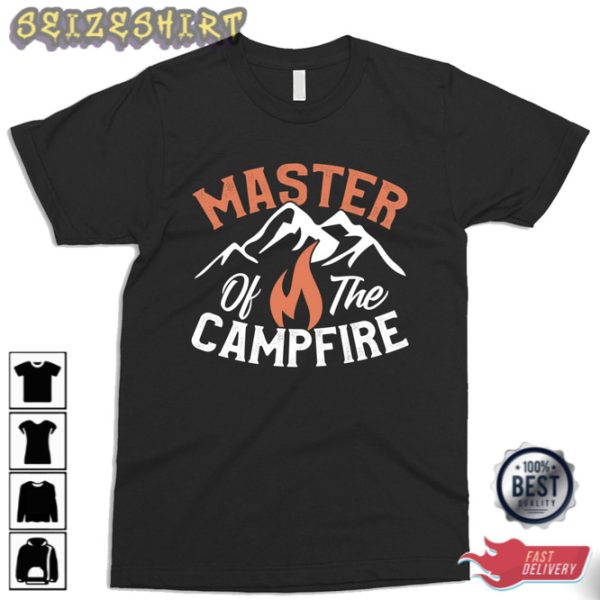 Mens Master Of The Campfire Shirt Funny Camping Short-sleeve t-shirt