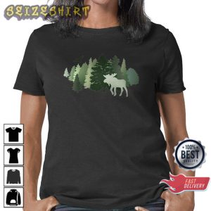 Moose In The Forest Women’s Camping Lover Gift T-Shirt