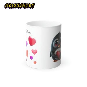 Morphing Custom Penguin Heart Reveal Mug