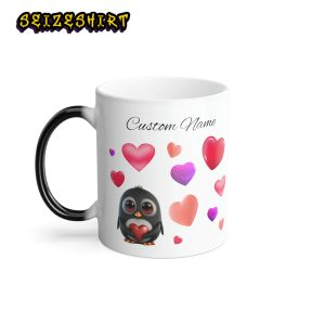 Morphing Custom Penguin Heart Reveal Mug