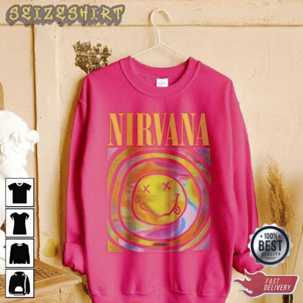 Nirvana Smiley Face Unisex Heliconia Pink Color Sweatshirt