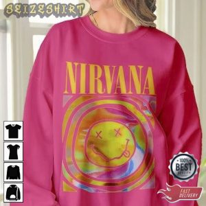 Nirvana Smiley Face Unisex Heliconia Pink Color Sweatshirt (2)