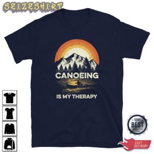 Retro Sunset Canoe On The Mountain Lake I Canoeing shirt