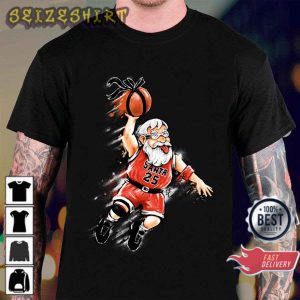 Santa Dunk Parody Chicago Michael Jordan Basketball Xmas Gift T-Shirt