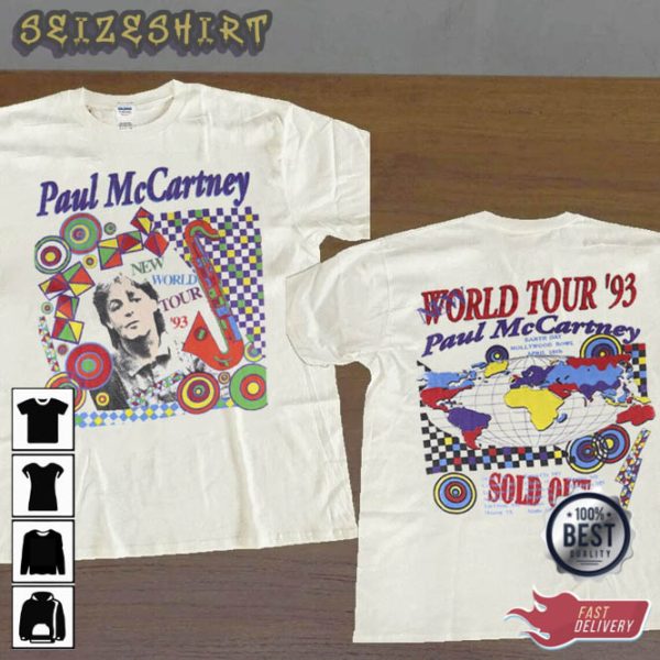 Vintage 1993 Paul Mccartney New World Tour Hollywood Bowl T-Shirt