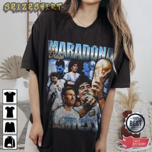 Vintage Lionel Messi Diego Maradona Argentina Legends WC 2022 Shirt