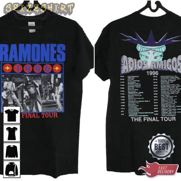 Vintage Ramones Adios Amigos The Final Tour 1996 Printed T-shirt