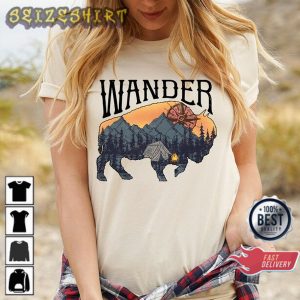 Wander Wild Natural Buffalo Camping Gift T-Shirt