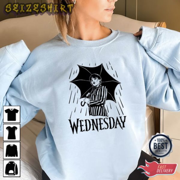 Wednesday Addams Jenna Ortega Umbrella T-Shirt