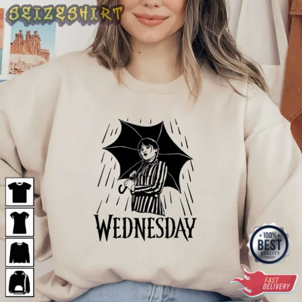 Wednesday Addams Jenna Ortega Umbrella T-Shirt