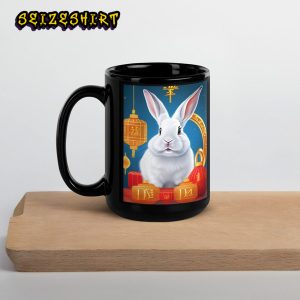 2023 Lunar New Year of the Rabbit Black Glossy Mug