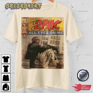 2pac All Eyez On Me Tupac Comic Art Book Retro 90s Hip Hop Rap Tee
