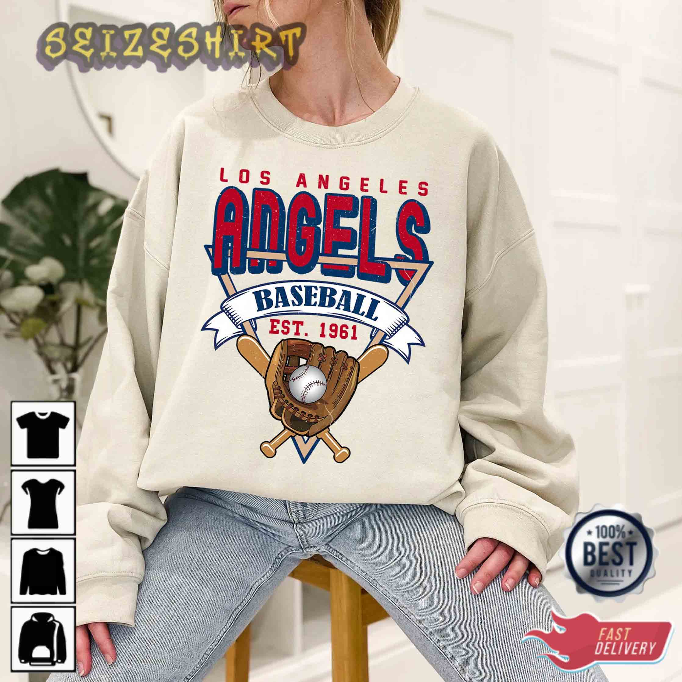 Angels Los Angeles Baseball Crewneck Sweatshirt Vintage Los Angeles T-Shirt