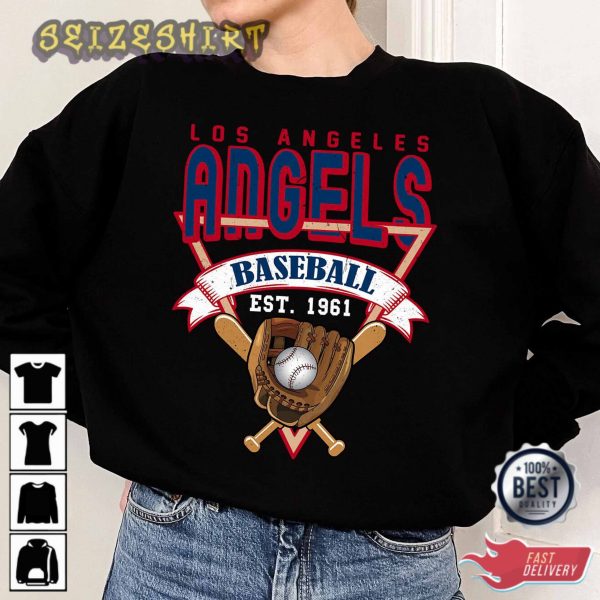 Angels Los Angeles Baseball Crewneck Sweatshirt Vintage Los Angeles T-Shirt