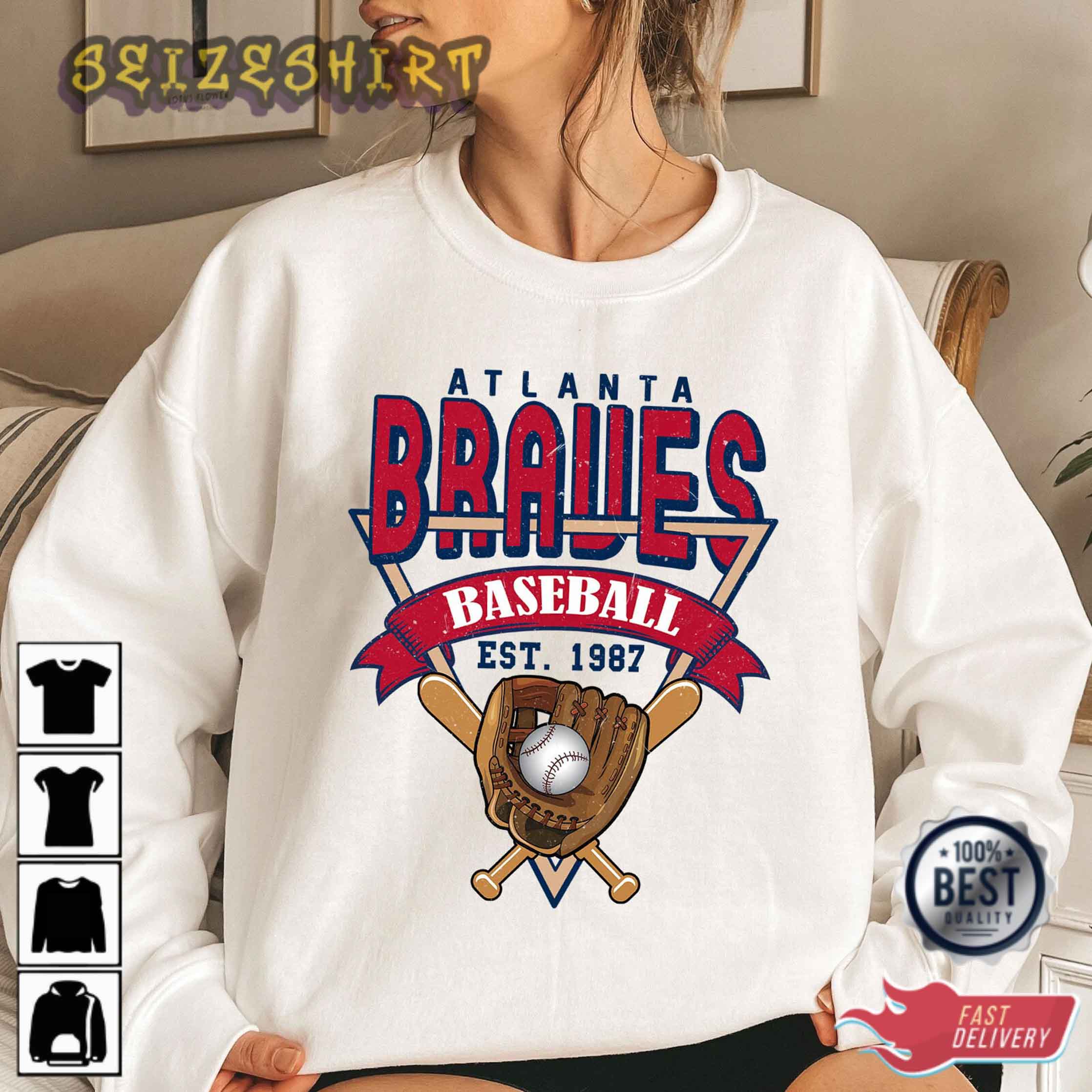 Atlanta Baseball Crewneck Sweatshirt Vintage Atlanta Baseball T-Shirt
