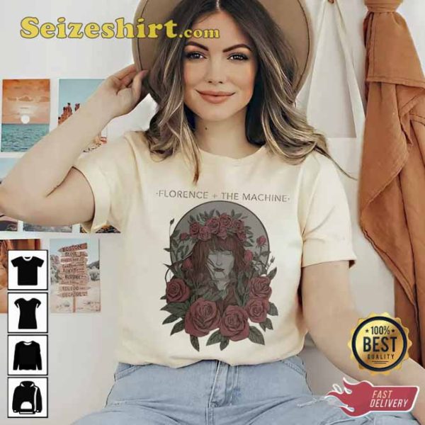 Beautiful Girl And Roses Florence And The Machine Unisex Tee