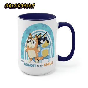 Bluey The Bandit to her Chilli Two-Tone Coffee Mug