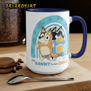 Bluey The Bandit to her Chilli Two-Tone Coffee Mug