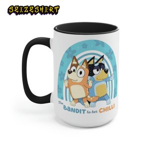 Bluey The Bandit to her Chilli Two-Tone Coffee Mug