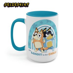 Bluey The Bandit to her Chilli Two-Tone Coffee Mug