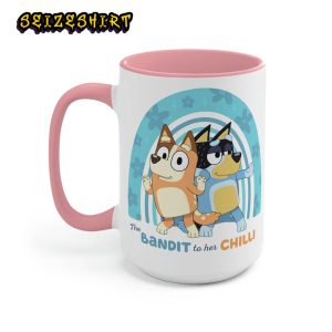Bluey The Bandit to her Chilli Two-Tone Coffee Mug